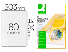 Q-connect Bolsa de Plastificar DIN A3 303 x 426 mm 80 mc Caja de 100 Unidades