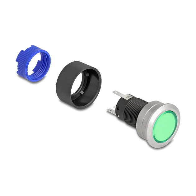 DeLOCK 22048 Interruptor Pulsador 22mm Plástico LED Verde para Montaje en Panel IP60