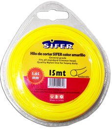 SIFER Hilo para Desbrozadora Amarillo Redondo 1.65 mm x 15 m