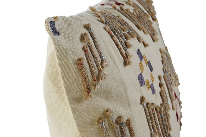 DKD Home Decor Funda Cojín Beige Poliéster Algodón 40 x 60 cm Cierre Cremallera Oculta