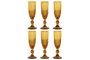 DKD Home Decor Copa Basicos Ambar Relieve Cristal Set 6 Piezas 7 x 20 x 7 cm 150ml