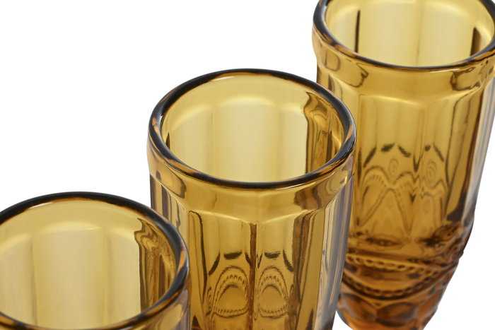 DKD Home Decor Copa Basicos Ambar Relieve Cristal Set 6 Piezas 7 x 20 x 7 cm 150ml DKD Home Decor Copa Basicos Ambar Relieve Cristal Set 6 Piezas 7 x 20 x 7 cm 150ml