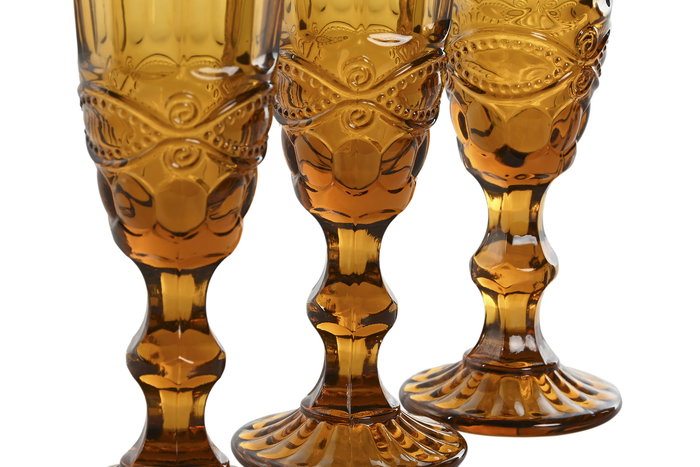 DKD Home Decor Copa Basicos Ambar Relieve Cristal Set 6 Piezas 7 x 20 x 7 cm 150ml DKD Home Decor Copa Basicos Ambar Relieve Cristal Set 6 Piezas 7 x 20 x 7 cm 150ml