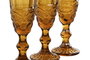 DKD Home Decor Copa Basicos Ambar Relieve Cristal Set 6 Piezas 7 x 20 x 7 cm 150ml