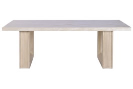 DKD Home Decor Mesa de Comedor Olmo y Mármol Travertino 220x100x76