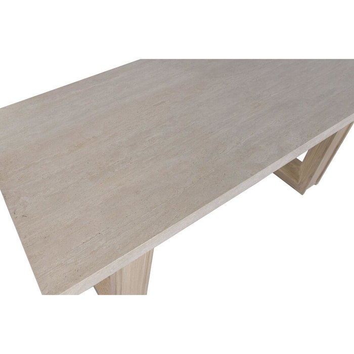 DKD Home Decor Mesa de Comedor Romántica de Olmo con Tablero de Mármol Travertino 220 x 100 x 76 cm Desmontable
