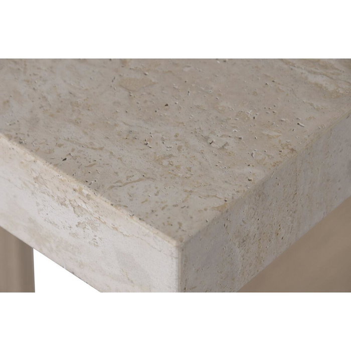 DKD Home Decor Mesa de Comedor Romántica de Olmo con Tablero de Mármol Travertino 220 x 100 x 76 cm Desmontable