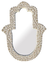 DKD Home Decor Espejo Mango Hamsa Blanco 45x60 cm