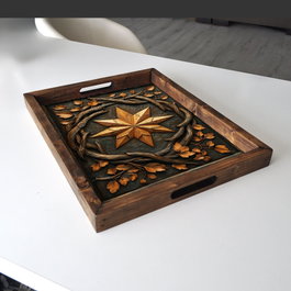 Aberto Design REF046 Bandeja de Madera Maciza 48x38x4 cm Decoración Hogar Elegante Funcional