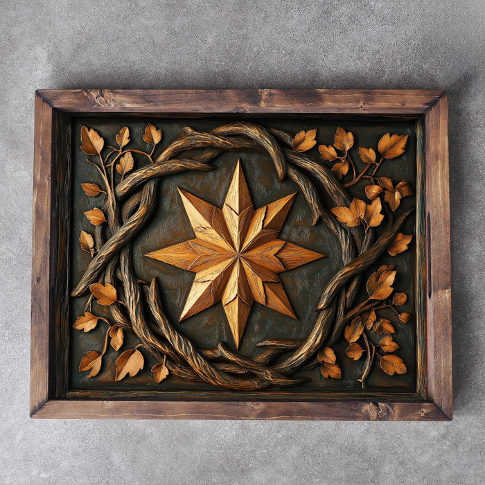 Aberto Design REF046 Bandeja de Madera Maciza 48x38x4 cm Decoración Hogar Elegante Funcional