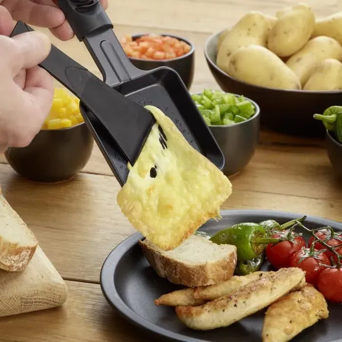 Severin RG9670 Raclette para 8 personas, Placa de Cocción Antiadherente Grande 41,7 x 26,3 cm, 1400 W, Negra