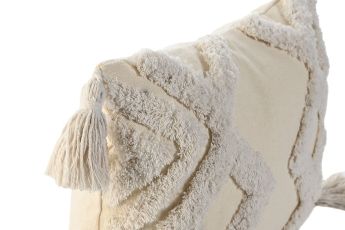 DKD Home Decor Cojín de Algodón Blanco Tuffted 50x30 cm