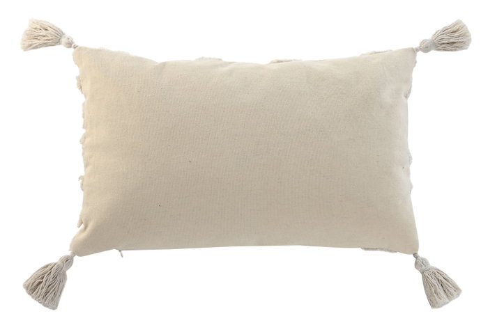 DKD Home Decor Cojín de Algodón Blanco Tuffted 50x30 cm
