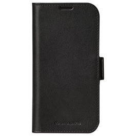 dbramante1928 COPENHAGEN_3 Funda Folio de Cuero Negro para iPhone 16 Pro (6.3") con 3 Bolsillos para Tarjetas y Soporte