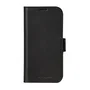 Dbramante1928 Copenhagen - Funda Folio de Cuero Negro para Apple iPhone 16 Pro (6.3") con Soporte, Cierre Magnético, Cargador Inalámbrico y Bolsillo para 3 Tarjetas