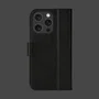 Dbramante1928 Copenhagen - Funda Folio de Cuero Negro para Apple iPhone 16 Pro (6.3") con Soporte, Cierre Magnético, Cargador Inalámbrico y Bolsillo para 3 Tarjetas