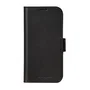 Dbramante1928 Copenhagen - Funda Folio de Cuero Negro para Apple iPhone 16 Pro (6.3") con Soporte, Cierre Magnético, Cargador Inalámbrico y Bolsillo para 3 Tarjetas