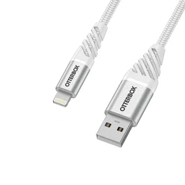 OtterBox Cable USB a Lightning Premium de 1 Metro (1m) Blanco para iPhone - Nylon Trenzado