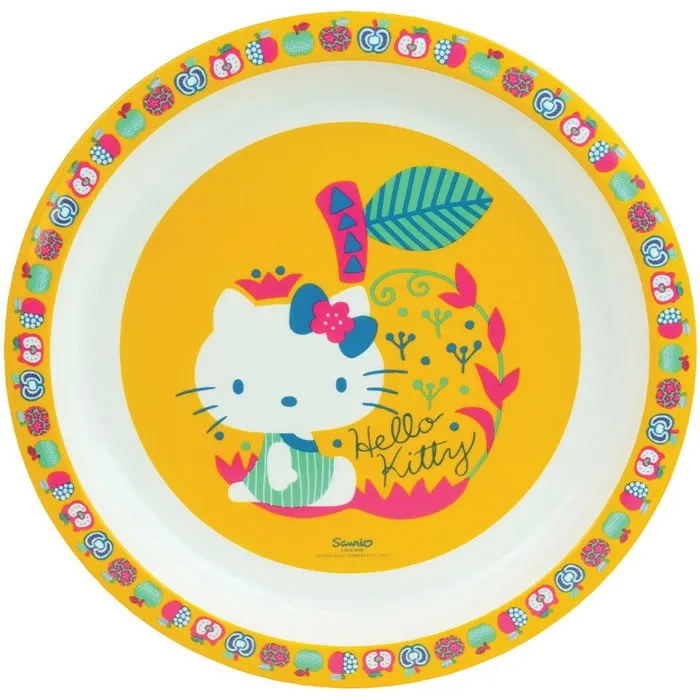 Fun House - Juego de Vajilla Hello Kitty con Vaso, Platos (16 cm y 22 cm), Cubiertos, Botella de Agua y Caja para Aperitivos