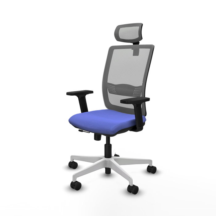PIQUERAS Y CRESPO Silla de oficina Haches con mecanismo Sincro/Traslack, Tela Azul claro y Malla Gris