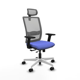 PIQUERAS Y CRESPO Silla de oficina Haches con mecanismo Sincro/Traslack, Tela Azul claro y Malla Gris