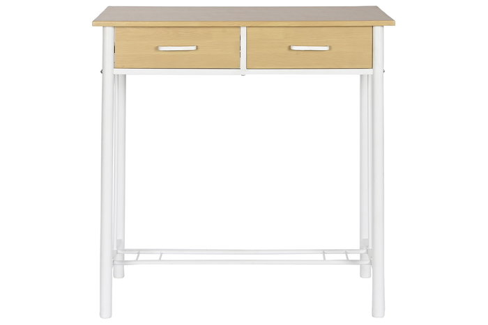 DKD Home Decor Mesa Basicos Natural Blanco Metal MDF 50 x 84 x 80 cm Set de 3