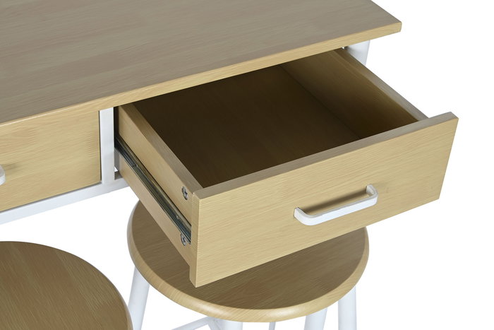 DKD Home Decor Mesa Basicos Natural Blanco Metal MDF 50 x 84 x 80 cm Set de 3