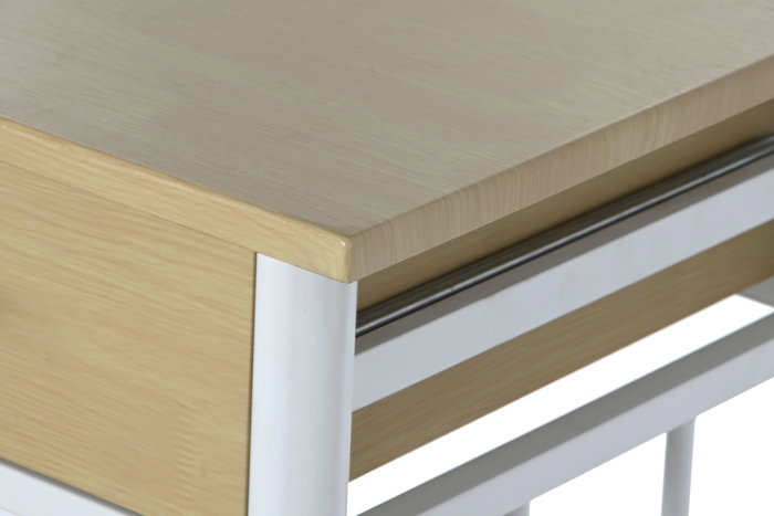 DKD Home Decor Mesa Basicos Natural Blanco Metal MDF 50 x 84 x 80 cm Set de 3