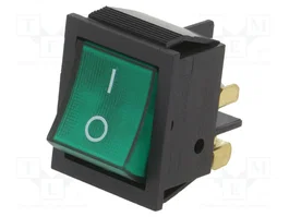 ORNO Interruptor Rocker DPST Verde OFF-ON