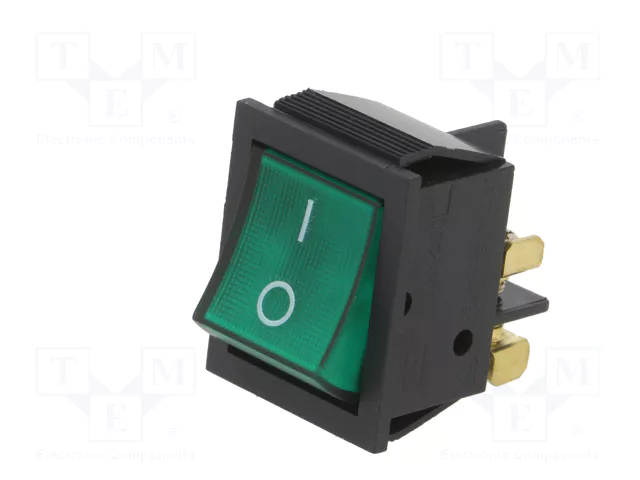 ORNO Interruptor Rocker DPST Verde OFF-ON