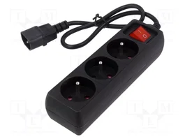 Gembird Energenie EG-PSU3F-01 Regleta de 3 salidas AC, 10 A, Negro