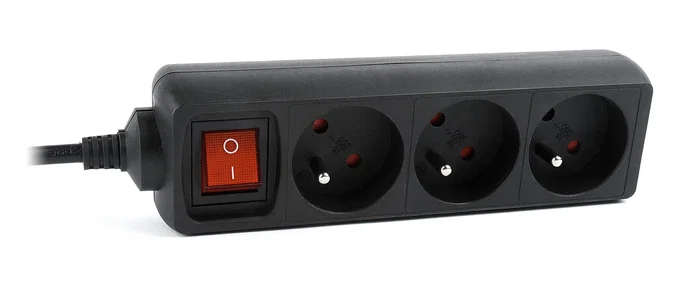 Gembird Energenie EG-PSU3F-01 Regleta de 3 salidas AC, 10 A, Negro