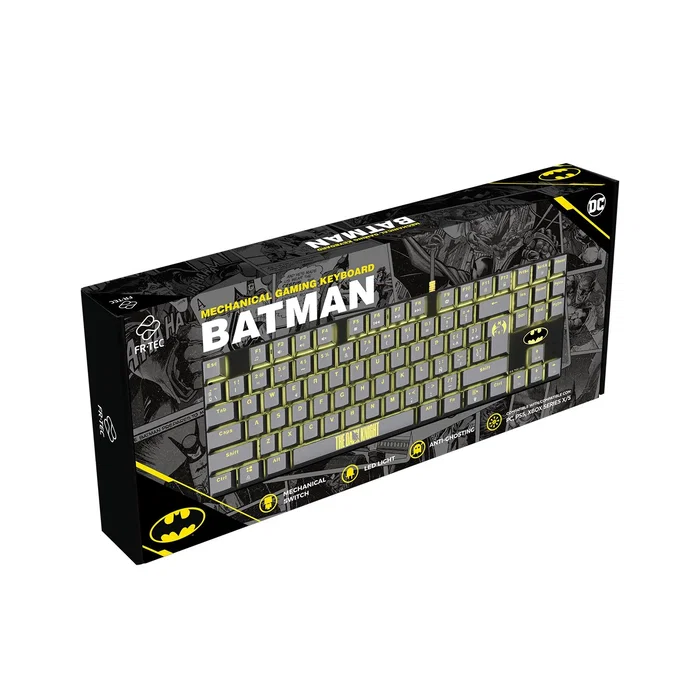 Blade Gaming BATPCKEY Teclado Mecánico Gaming Batman TKL QWERTY FR - Retroiluminación LED 9 Modos, Anti-Ghosting, Cable Trenzado 1.8m, Compatible PC/Mac/PS5/Switch/Xbox