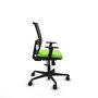Silla de oficina Yunquera con mecanismo Sincro tapizada con Tela color Pistacho y malla color Negro. Equipada con lumbar 1D, Brazos 1D y Ruedas 65mm nailon