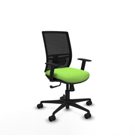 PIQUERAS Y CRESPO Silla de oficina Yunquera Pistacho y Negro con mecanismo Sincro y apoyo lumbar ajustable