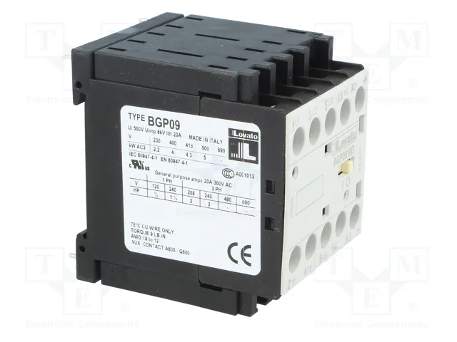 LOVATO ELECTRIC Contactor BG 3-polar 9A 24VDC