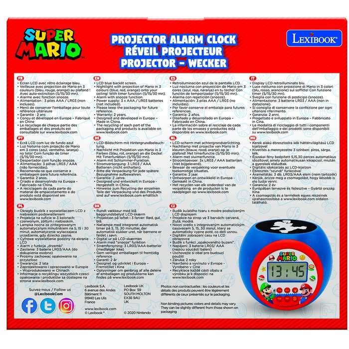 LEXIBOOK Reloj despertador Super Mario Bros con proyector LEXIBOOK Reloj despertador Super Mario Bros con proyector
