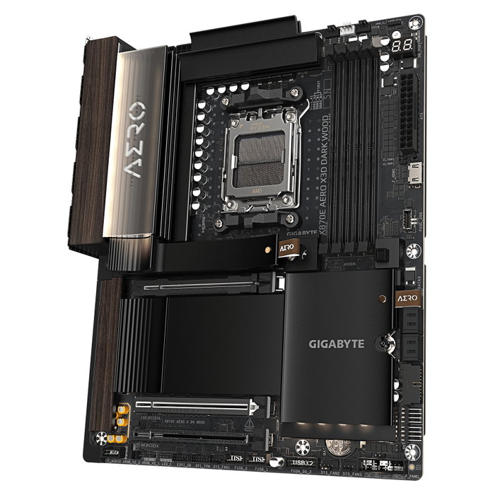 Gigabyte X870E AERO X3D DARK WOOD con acabado Dark Wood, socket AM5 y DDR5