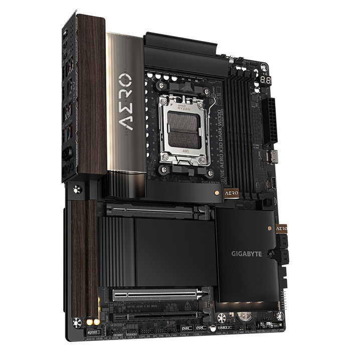 Gigabyte X870E AERO X3D DARK WOOD con acabado Dark Wood, socket AM5 y DDR5