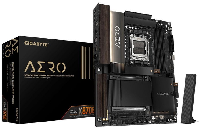 Gigabyte X870E AERO X3D DARK WOOD con acabado Dark Wood, socket AM5 y DDR5
