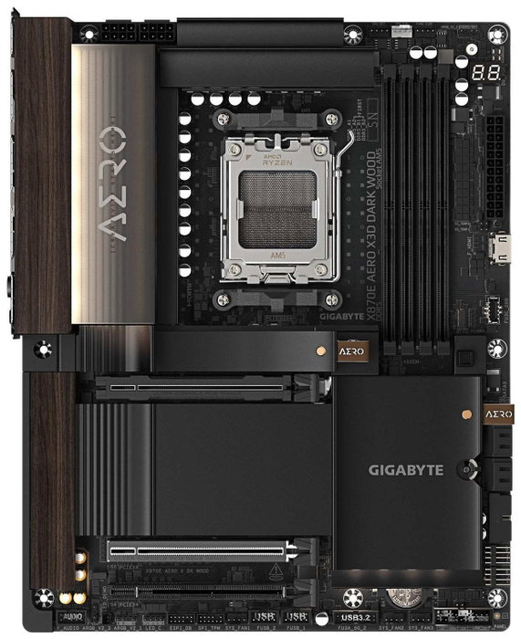 Gigabyte X870E AERO X3D DARK WOOD con acabado Dark Wood, socket AM5 y DDR5