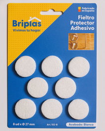 BRIPLAS Pack de 8 Protectores de Fieltro Adhesivo Redondos de 27 mm Blanco