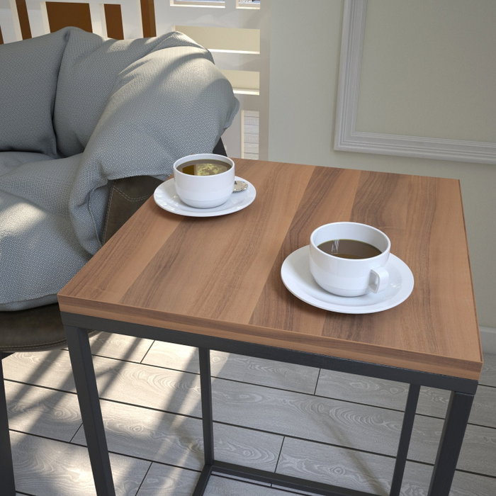 Hanah Home Pure Mesa Auxiliar Nogal 35x35x62cm Tablero Melamina 18mm Patas Metal Hanah Home Pure Mesa Auxiliar Nogal 35x35x62cm Tablero Melamina 18mm Patas Metal