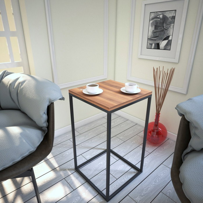 Hanah Home Pure Mesa Auxiliar Nogal 35x35x62cm Tablero Melamina 18mm Patas Metal Hanah Home Pure Mesa Auxiliar Nogal 35x35x62cm Tablero Melamina 18mm Patas Metal
