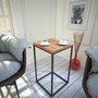 Hanah Home Pure Mesa Auxiliar Nogal 35x35x62cm Tablero Melamina 18mm Patas Metal