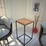 Hanah Home Pure Mesa Auxiliar Nogal 35x35x62cm Tablero Melamina 18mm Patas Metal