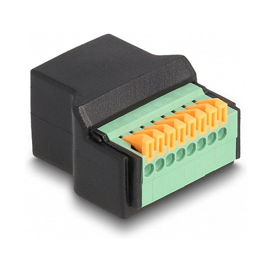DeLOCK Adaptador RJ45 hembra a bloque de terminales con botón pulsador 66948