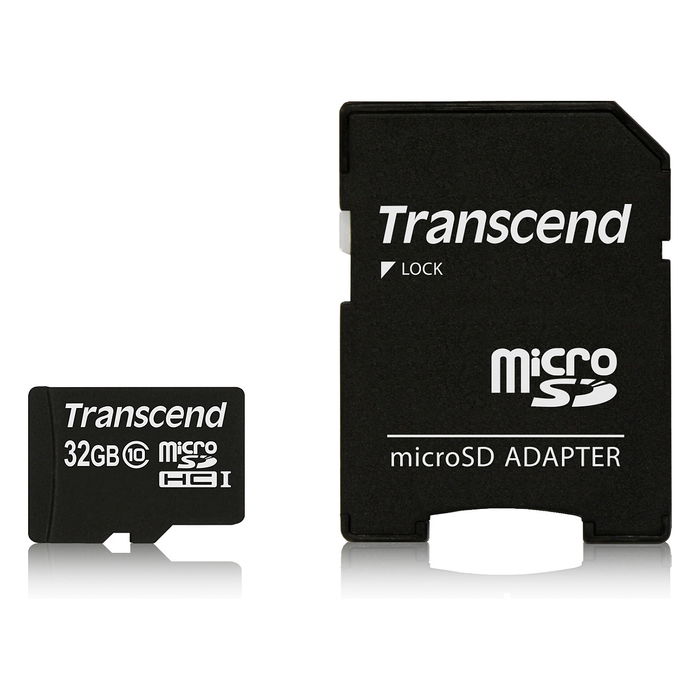Transcend TS32GUSDHC10 Tarjeta MicroSDHC de 32 GB Clase 10 con Adaptador