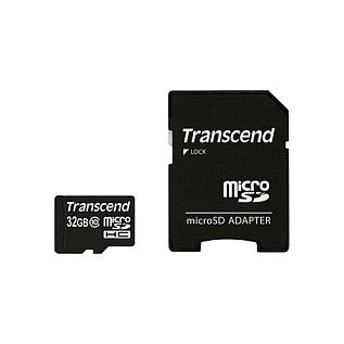 Transcend TS32GUSDHC10 Tarjeta MicroSDHC de 32 GB Clase 10 con Adaptador