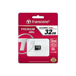 Transcend TS32GUSDHC10 Tarjeta MicroSDHC de 32 GB Clase 10 con Adaptador